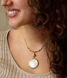 White Mother of Pearl Golden Statement Pendant Necklace - Barse Jewelry - Flyclothing LLC