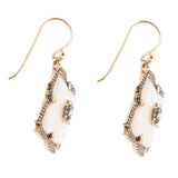 White Mother of Pearl Maltese Cross Golden Drop Earrings - Barse Jewelry - Flyclothing LLC