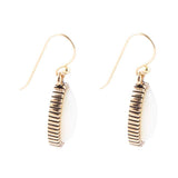 White Mother of Pearl Oval Golden Drop Earrings - Barse Jewelry - Flyclothing LLC