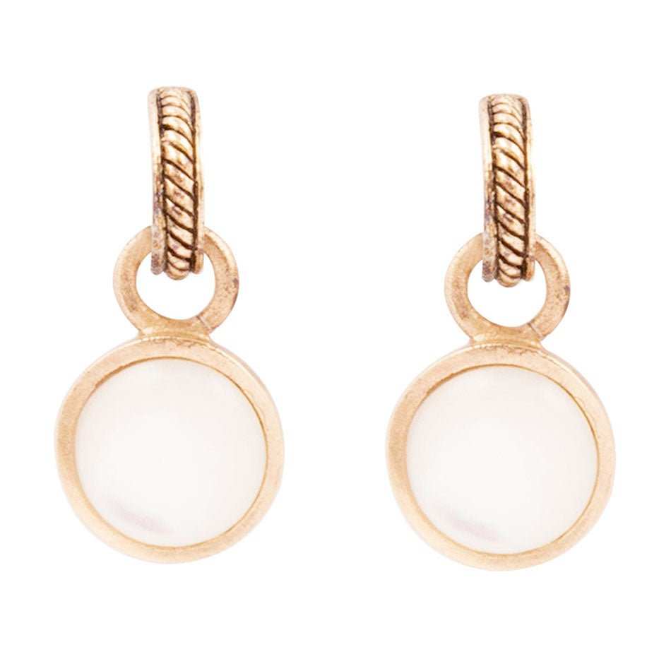 White Mother of Pearl Spotlight Golden Drop Earrings - Barse Jewelry - Flyclothing LLC
