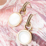 White Mother of Pearl Spotlight Golden Drop Earrings - Barse Jewelry - Flyclothing LLC