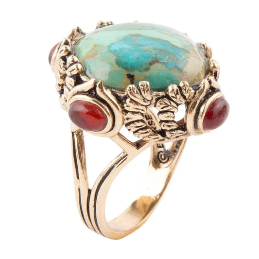 Wilder Blue Turquoise Golden Statement Ring - Barse Jewelry - Flyclothing LLC