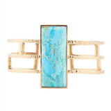 Willa Blue Turquoise Golden Cuff Bracelet - Barse Jewelry - Flyclothing LLC