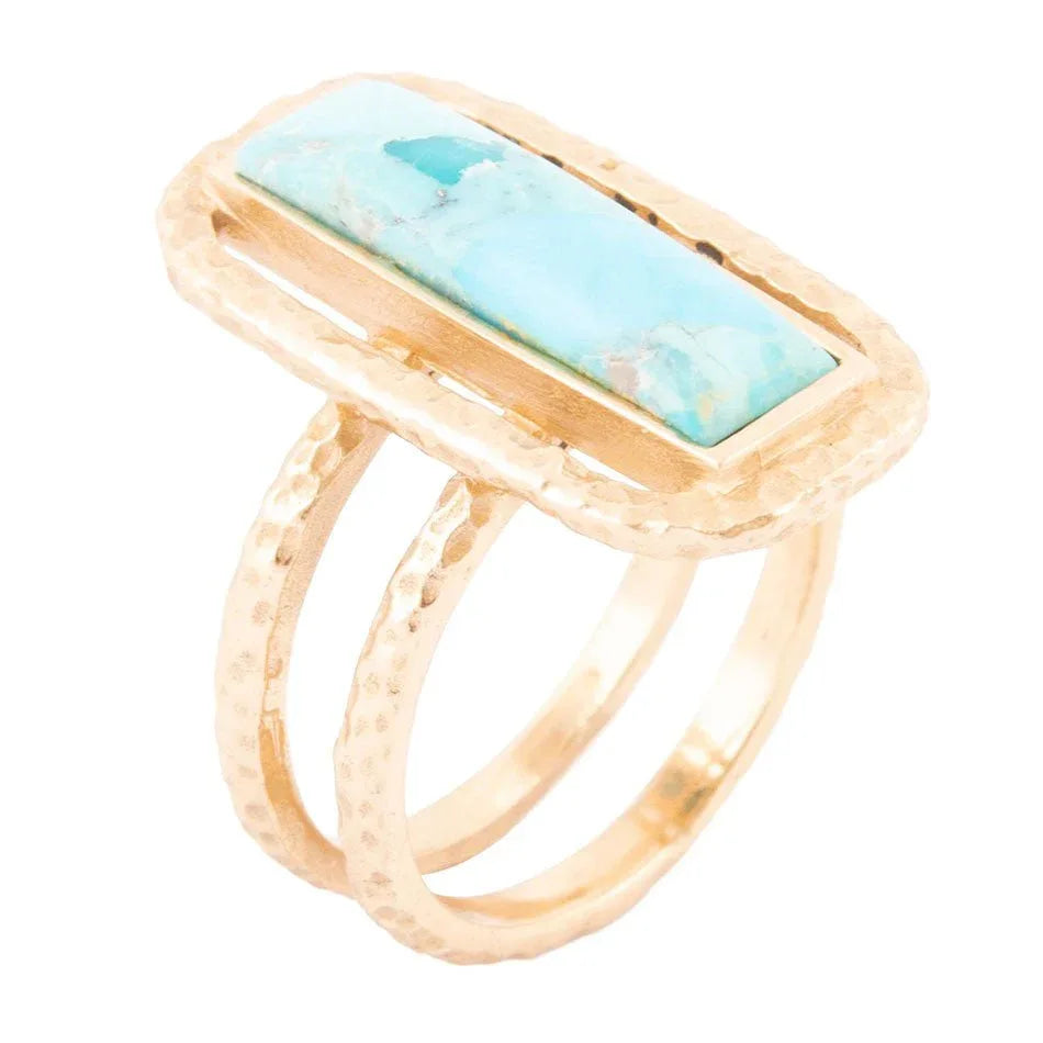 Willa Blue Turquoise Golden Statement Ring - Barse Jewelry - Flyclothing LLC