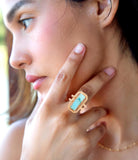 Willa Blue Turquoise Golden Statement Ring - Barse Jewelry - Flyclothing LLC