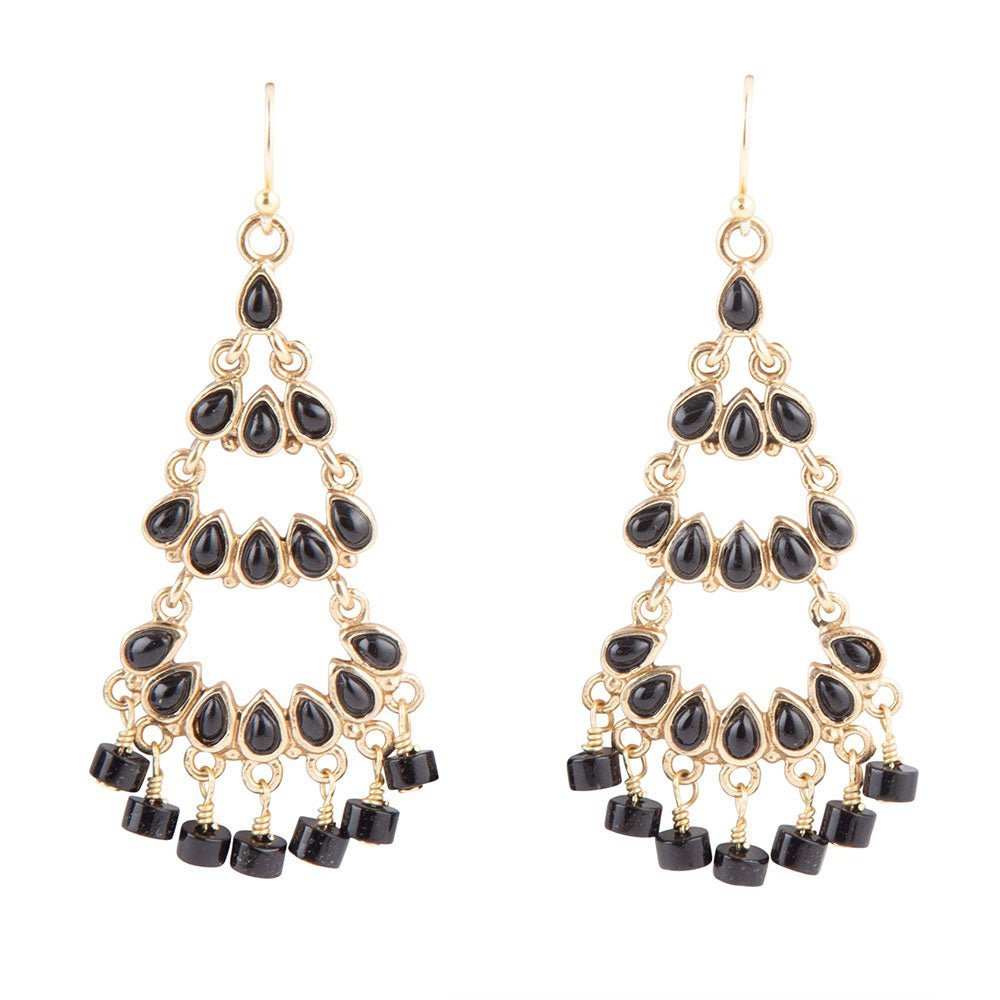 Xavier Black Onyx Chandelier Earrings - Barse Jewelry - Flyclothing LLC