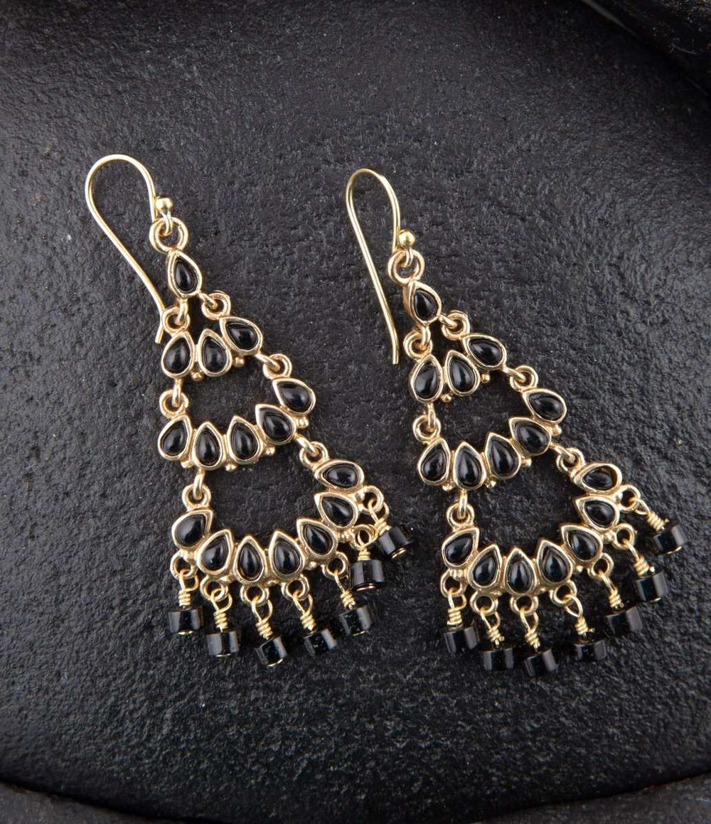 Xavier Black Onyx Chandelier Earrings - Barse Jewelry - Flyclothing LLC