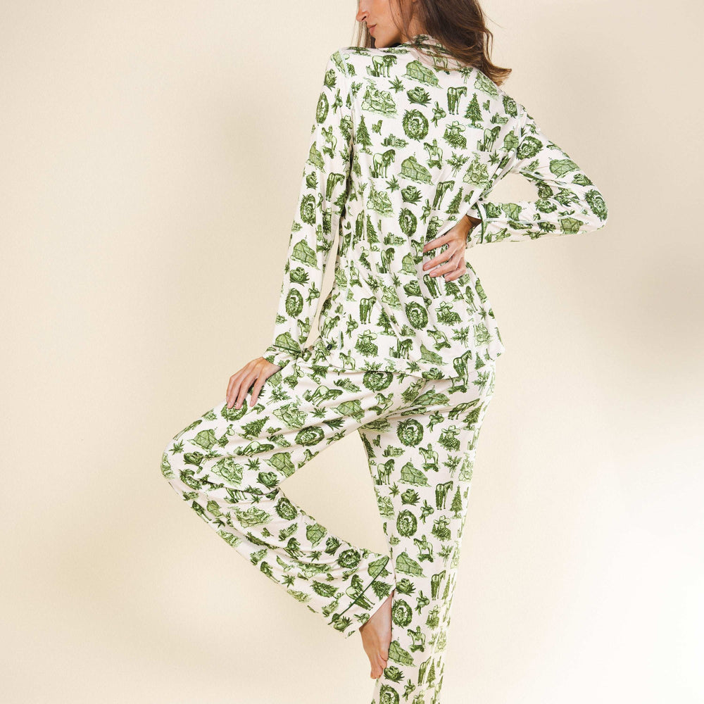 The Xmas In Texas | Western Toile SleepDeep™ Women’s Long Sleeve Pajama Set - Shinesty - Flyclothing LLC