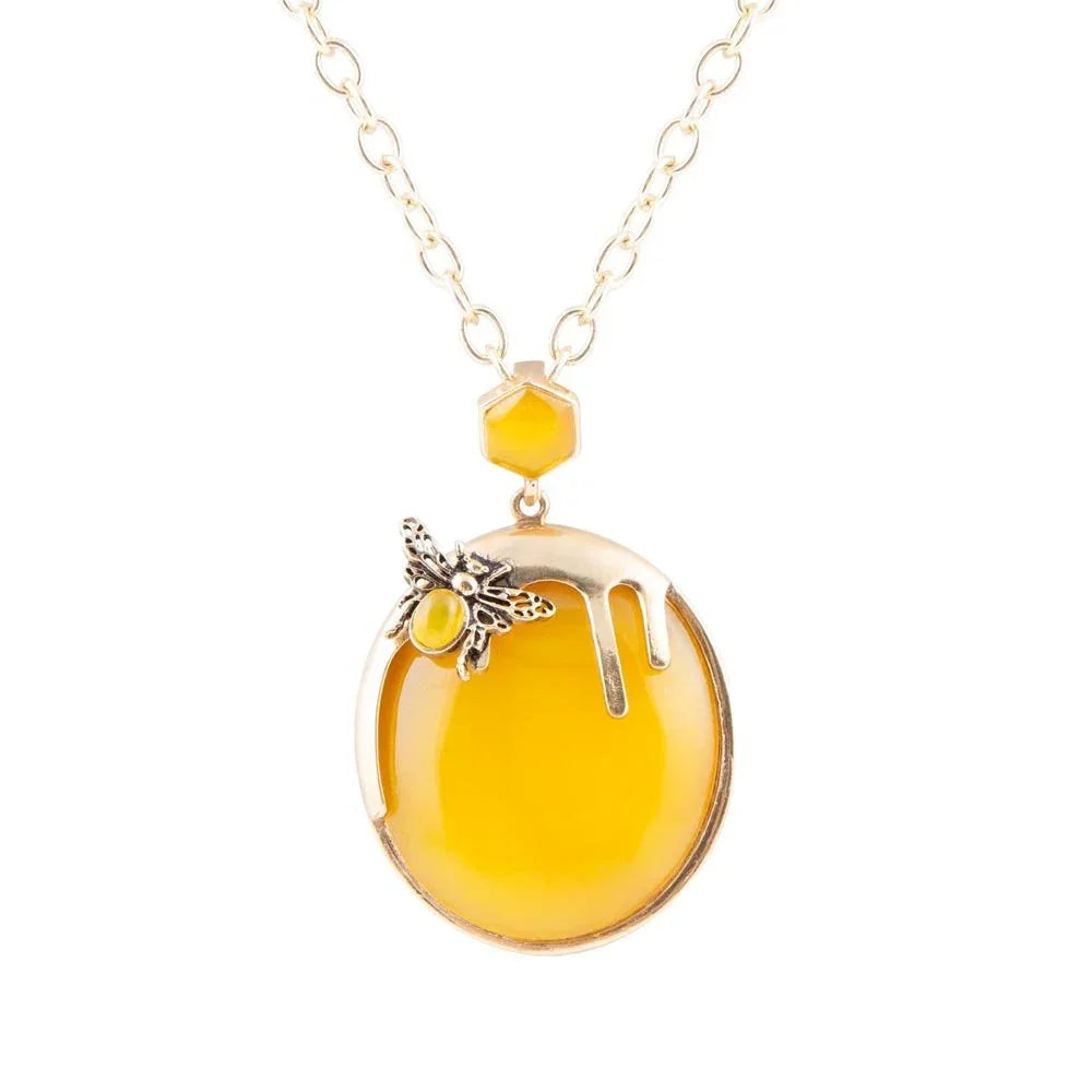 Yellow Agate Honey Drip Golden Necklace - Barse Jewelry - Flyclothing LLC
