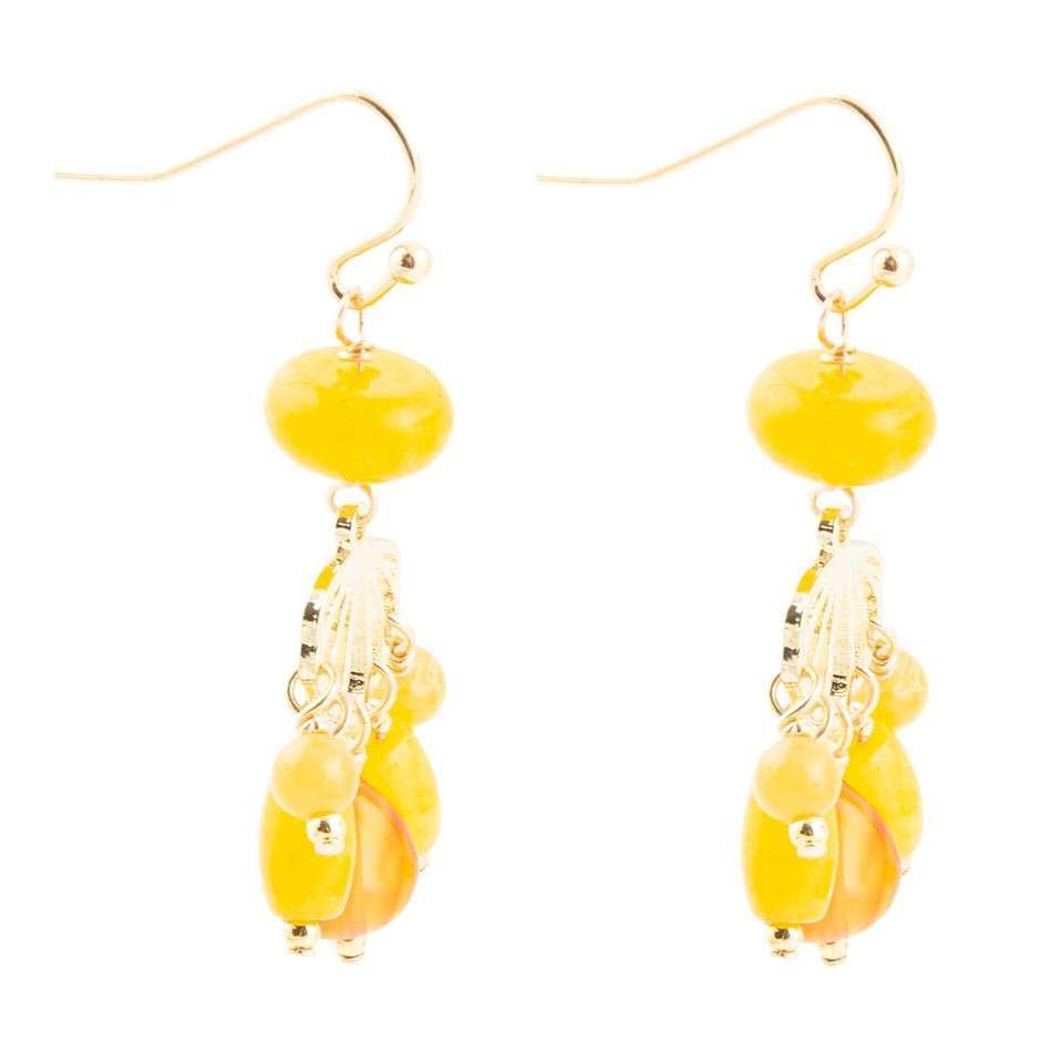Yellow Carnelian Jade Golden Drop Earrings - Barse Jewelry - Flyclothing LLC