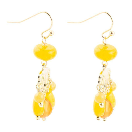 Yellow Carnelian Jade Golden Drop Earrings - Barse Jewelry - Flyclothing LLC
