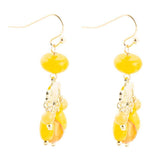 Yellow Carnelian Jade Golden Drop Earrings - Barse Jewelry - Flyclothing LLC