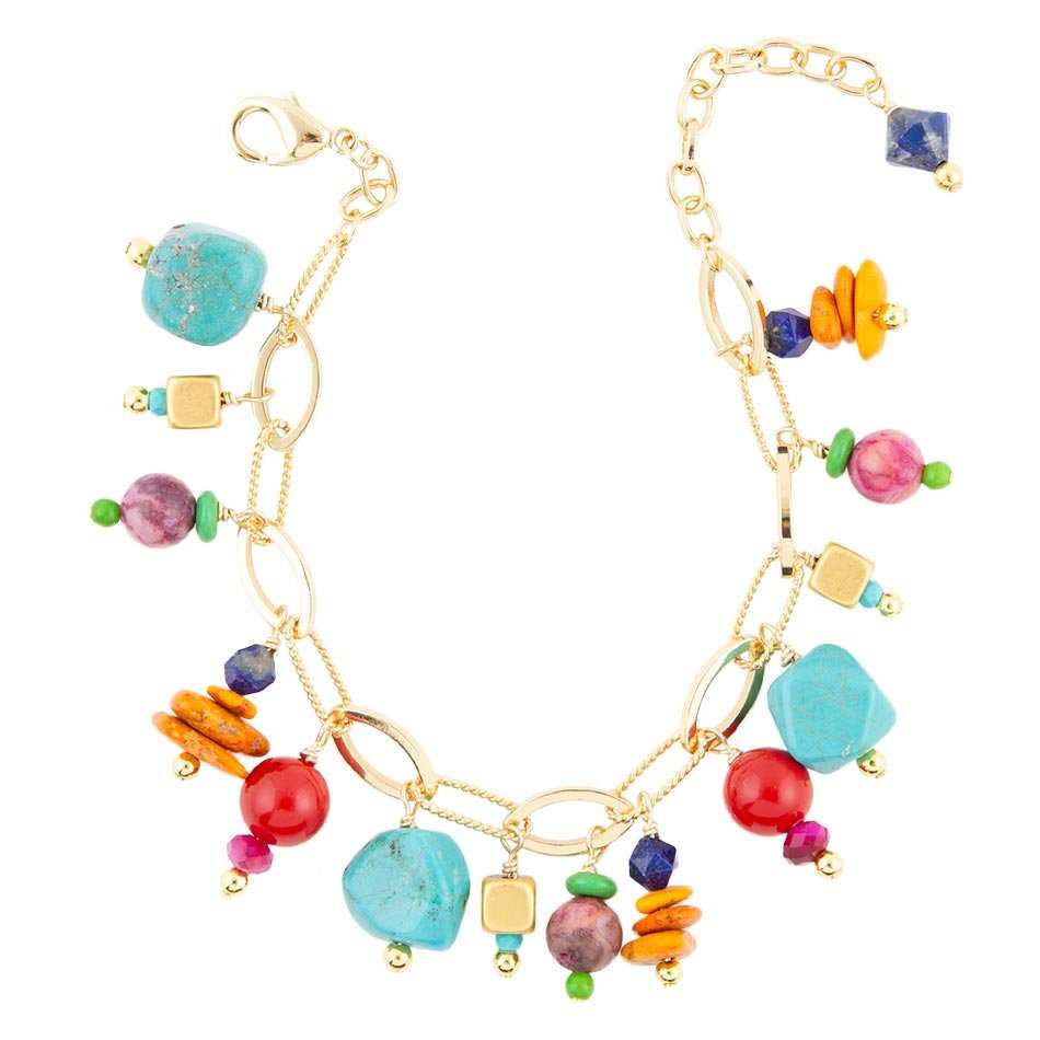 Zion Colorful Stone Charm Golden Bracelet - Barse Jewelry - Flyclothing LLC