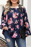 Plus Size Floral Flounce Sleeve Blouse - Trendsi - Flyclothing LLC