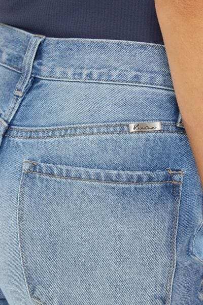 Kancan High Waist Chewed Up Straight Mom Jeans - Trendsi - Flyclothing LLC