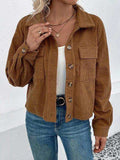Collared Neck Button Front Jacket with Pockets - Trendsi - Flyclothing LLC