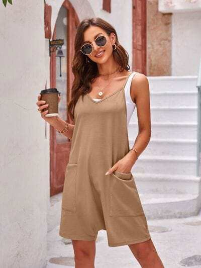 Spaghetti Strap Romper with Pockets - Trendsi - Flyclothing LLC