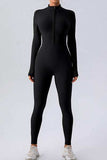 Half Zip Mock Neck Active Jumpsuit - Trendsi - Flyclothing LLC