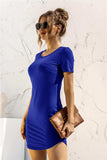Round Neck Short Sleeve Mini Dress - Trendsi - Flyclothing LLC