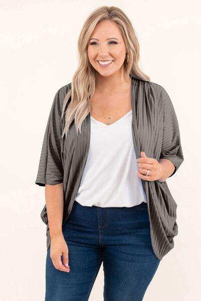 Plus Size Ribbed Cocoon Cover Up - Trendsi - Flyclothing LLC