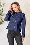 Mock Neck Zip Up Jacket - Trendsi - Flyclothing LLC