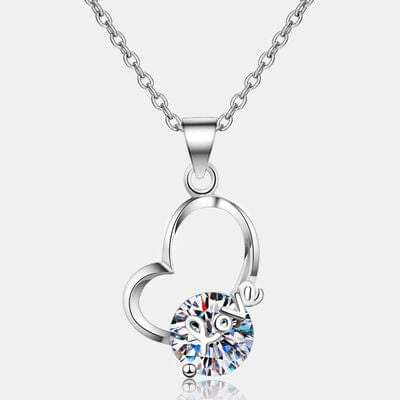 2 Carat Moissanite Heart 925 Sterling Silver Necklace - Trendsi - Flyclothing LLC