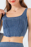 Seam Detail Cropped Denim Tank - Trendsi - Flyclothing LLC