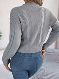 Cable-Knit Buttoned Round Neck Sweater - Trendsi - Flyclothing LLC