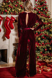 Tie Waist Long Sleeve Wide Leg Jumpsuit - Trendsi - Flyclothing LLC