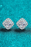 925 Sterling Silver Inlaid 2 Carat Moissanite Square Stud Earrings - Trendsi - Flyclothing LLC