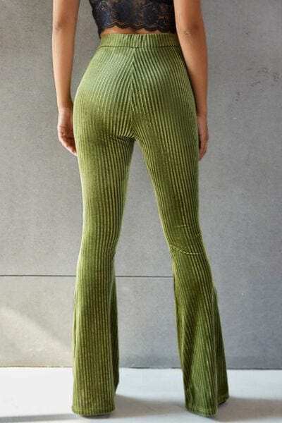 Ribbed High Waist Flare Pants - Trendsi - Flyclothing LLC