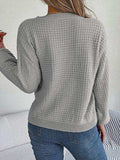 Cable-Knit Round Neck Long Sleeve Sweater - Trendsi - Flyclothing LLC