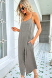 Round Neck Pocketed Sleeveless Jumpsuit - Trendsi - Flyclothing LLC