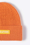 NEWYORK Patch Rib-Knit Cuffed Beanie - Trendsi - Flyclothing LLC