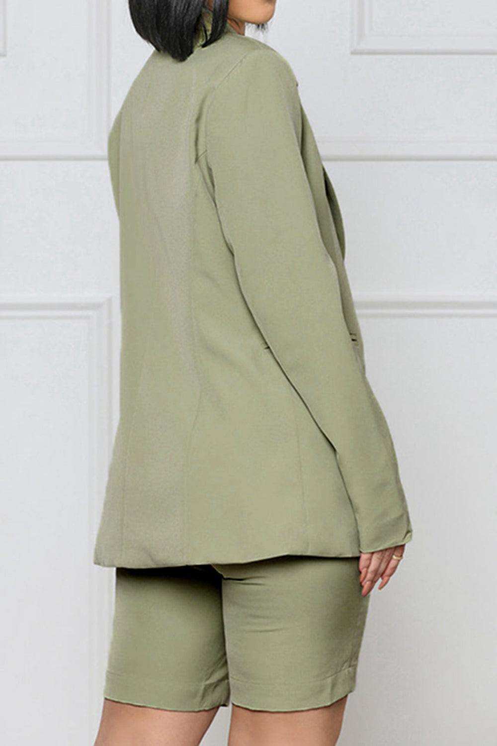 Long Sleeve Blazer and Shorts Set - Trendsi - Flyclothing LLC