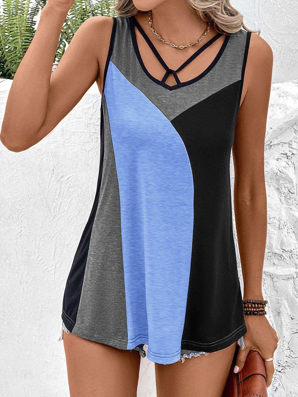 Color Block Tank Top - Trendsi - Flyclothing LLC