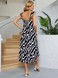 Two-Tone Low Back Midi Dress - Trendsi - Flyclothing LLC
