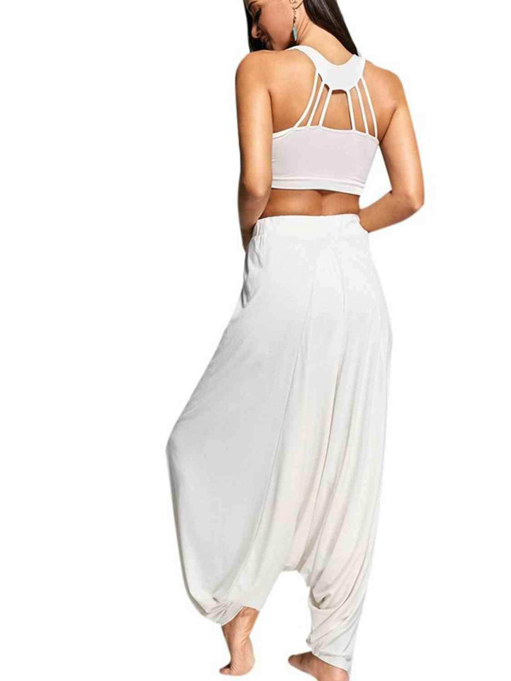 Tied Mid Waist Long Harem Pants - Trendsi - Flyclothing LLC