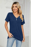 Decorative Button V-Neck Tee - Trendsi - Flyclothing LLC