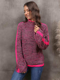 Heathered Turtleneck Long Sleeve Sweater - Trendsi - Flyclothing LLC