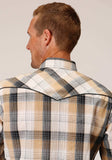Roper Mens Long Sleeve Snap Black Khaki White Plaid Western Shirt - Roper - Flyclothing LLC