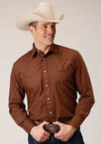 Roper Mens Long Sleeve Snap Solid Warm Browm Broadcloth Western Shirt - Roper - Flyclothing LLC