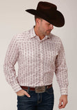Roper Mens Long Sleeve Snap Wine And Cream Wallpaper Print Western Shirt - Roper - Flyclothing LLC