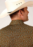 Roper Mens Long Sleeve Snap Brown Turquoise And Cream Mini Floral Print Western Shirt - Roper - Flyclothing LLC