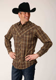 Roper Mens Long Sleeve Snap Multi Brown Plaid Western Shirt - Roper - Flyclothing LLC