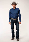 Roper Mens Long Sleeve Snap Solid Broadcloth Denim Blue Western Shirt - Roper - Flyclothing LLC