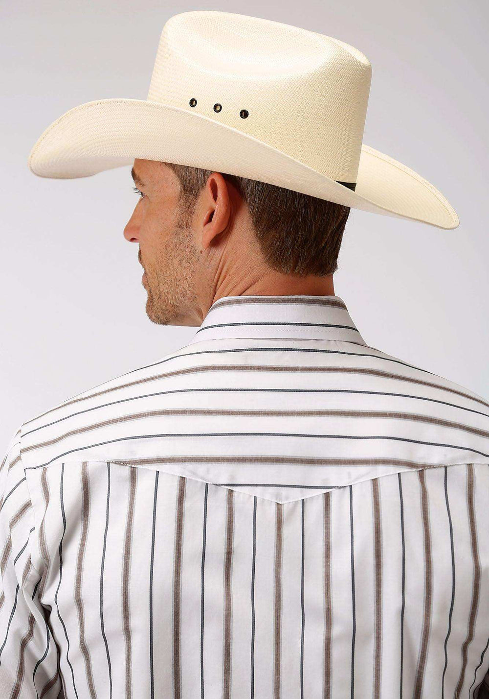 Roper Mens Brown And Grey Wide Stripe Long Sleeve Snap Western Shirt - Roper - Flyclothing LLC