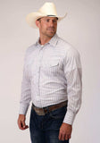 Roper Mens Grey Red And White Stripe Long Sleeve Snap Western Shirt - Roper - Flyclothing LLC