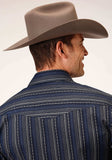Roper Mens Long Sleeve Snap Black Blue Cream Stripe Western Shirt - Roper - Flyclothing LLC