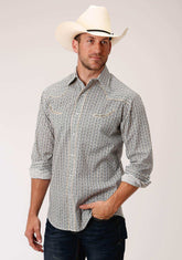 Roper Mens Dark Grey Ground Wallpaper Print Long Sleeve Snap Western Shirt - Roper - Flyclothing LLC